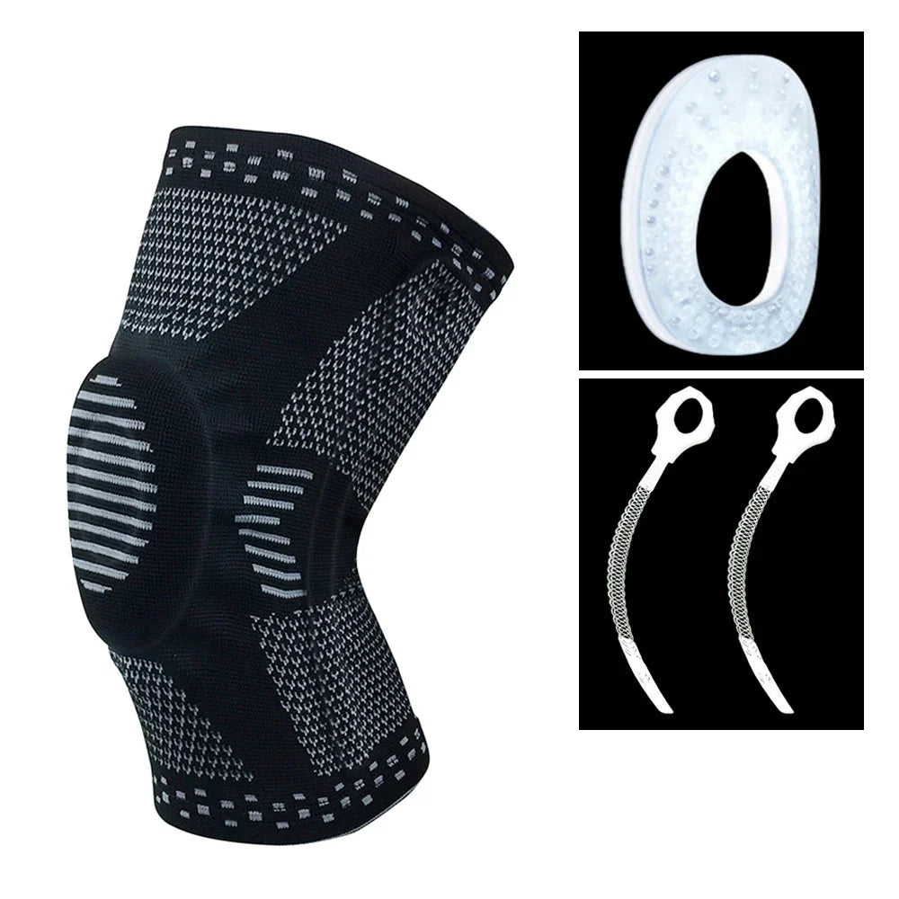 Black Adjustable Knee Sleeve with Side Stabilizers - Knee Compression Sleeve for Men & Women, Knee Brace for Meniscus Tear, Arthritis Pain, Running, Sports & Injury Recovery Knee Support (Copy)
