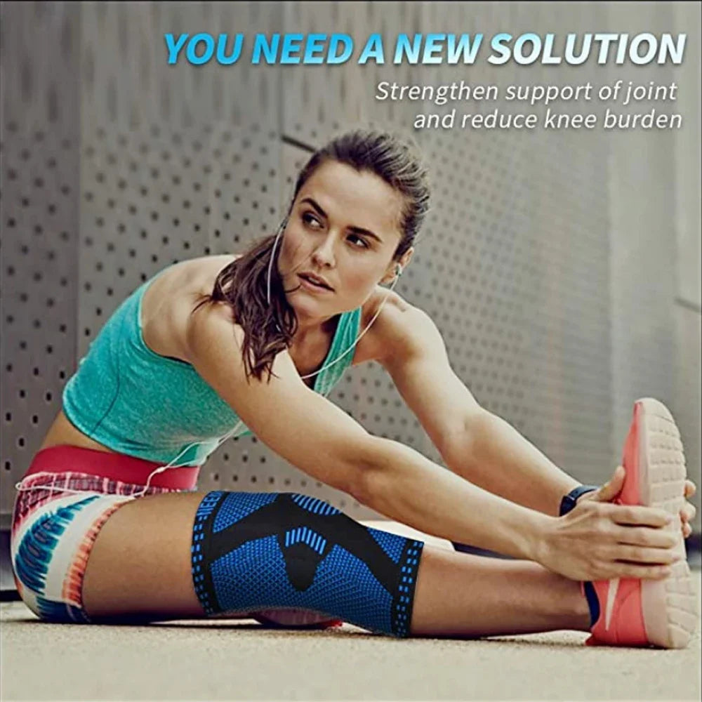Black Adjustable Knee Sleeve with Side Stabilizers - Knee Compression Sleeve for Men & Women, Knee Brace for Meniscus Tear, Arthritis Pain, Running, Sports & Injury Recovery Knee Support (Copy)