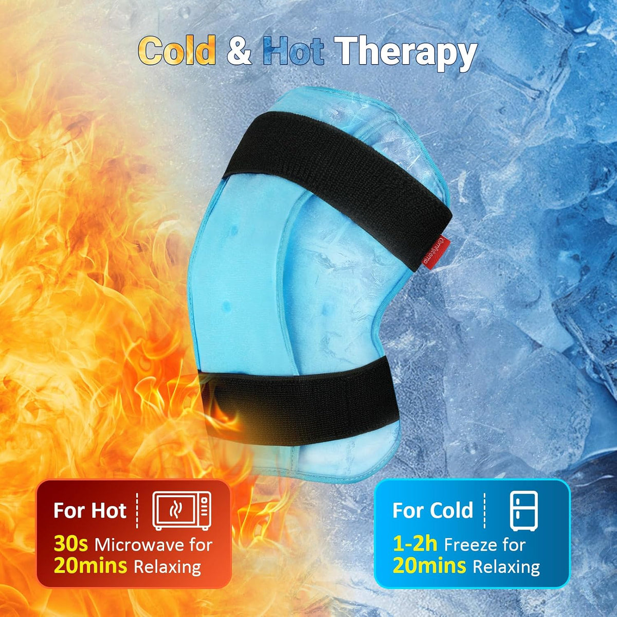 3D Knee Ice Pack Wrap for Injury Reusable Gel Hot Cold Therapy