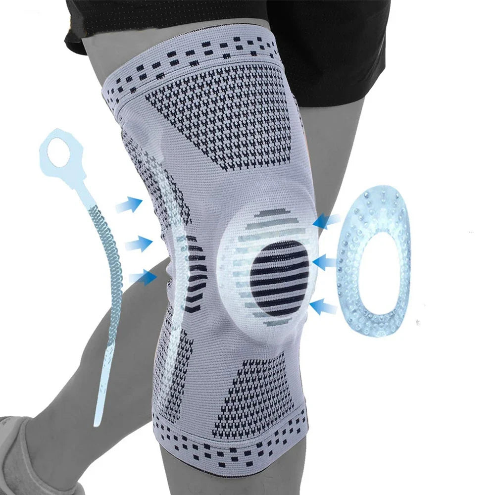 Black Adjustable Knee Sleeve with Side Stabilizers - Knee Compression Sleeve for Men & Women, Knee Brace for Meniscus Tear, Arthritis Pain, Running, Sports & Injury Recovery Knee Support (Copy)